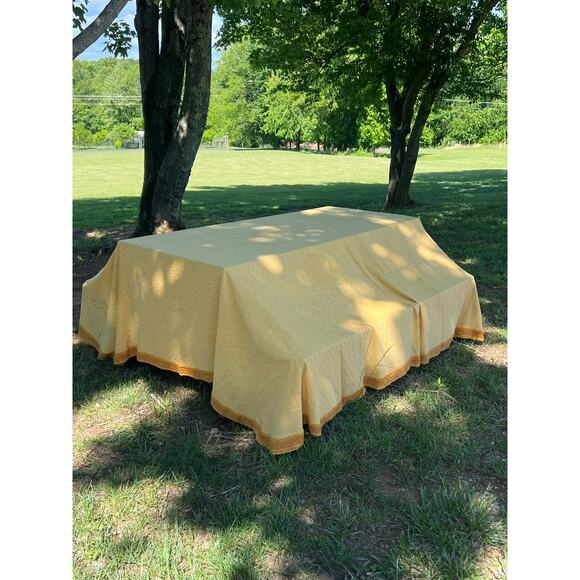 Vtg Morgan-Jones Bedspread Coverlet Full Goldenrod Yellow Lightweight Farmhouse - Picture 1 of 11